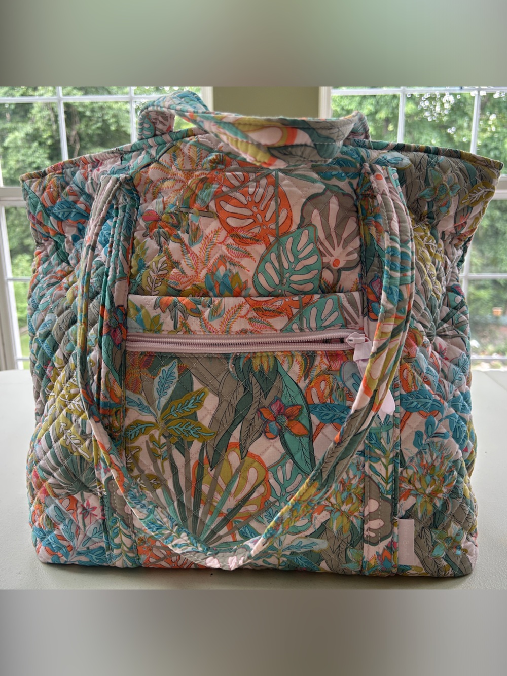 Vera Bradley Quilted Floral Tote in Pink, Teal, Orange and Yellow
